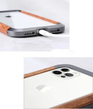R-VIENKĀRŠI, Alumīnija, Metāla, Koka Bumper Case for iPhone 12 11 Pro Max X 7 8 XR XS MAX SE 