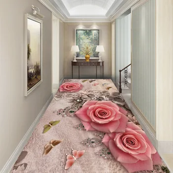 Romantisks Rožu Koridorā, Eju Paklāju Kristāla Samta neslīdoša Guļamistabas Gultas Platību, Paklāju Iekštelpu Doormat Paklāja viesistabā