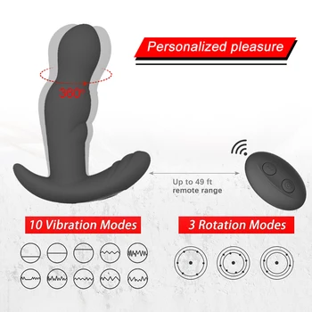 Rotācijas Anālais Plug Butt Plug Vibrators Vīriešu Masturbācija G Spot Prostatas Massager Tālvadības Anālais Vibrators Seksa Rotaļlietas Sievietēm