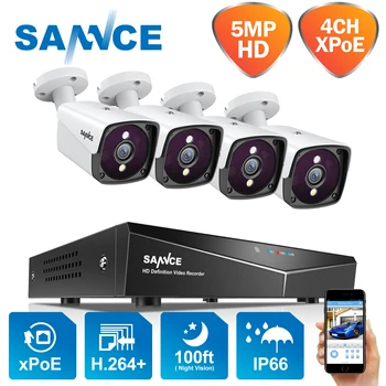 SANNCE 4CH 5MP PO, Video Drošības Sistēmu, 5MP Āra Ūdensizturīgs Infrasarkano Nakts Redzamības IP Kameras Bezvadu CCTV Uzraudzības Komplekts