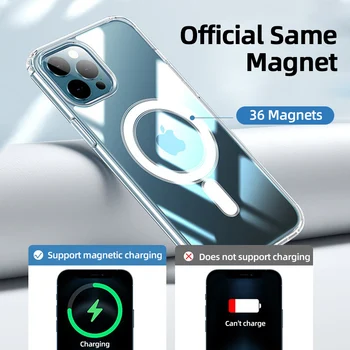 Skaidrs, Tālrunis Lietā Par iPhone 12 Pro Max 12 Mini Gadījumā Atbalstu Magsafe Bezvadu Lādēšanas Luksusa Pārredzama Atpakaļ PC Vāks