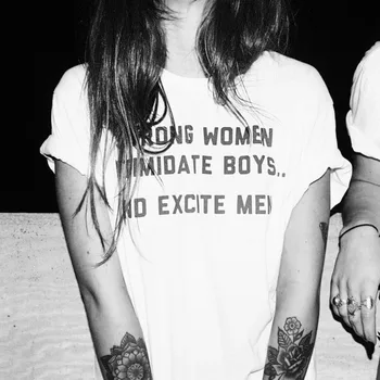 Spēcīgas sievietes iebiedēt zēni un satraukt vīriešu T-krekls Sievietēm smieklīgi grafikas tumblr grunge t dāmu topi, t-veida