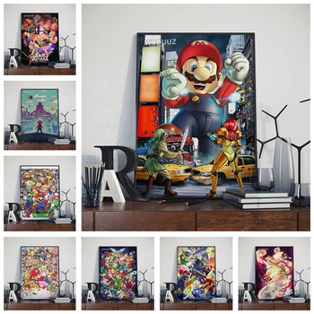 Super Mario video spēli tautas mākslas glezniecības Mājas Dekoru Mākslas Dekoru Pirmsskolas Bērnu Istabas HD kvalitātes plakāti, kanvas glezna M699