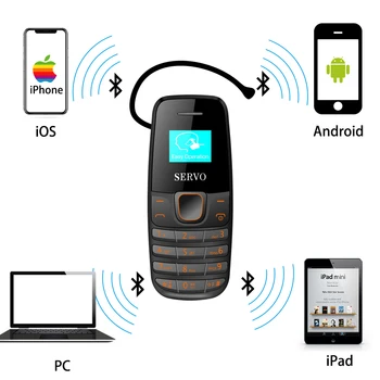 Sākotnējā tālruni SERVO S09 0.66 collu Tiny Ekrāna mini Mobilo telefonu Bluetooth Zvanītājprogramma Bluetooth Austiņas Zema Starojuma GSM Mobilais