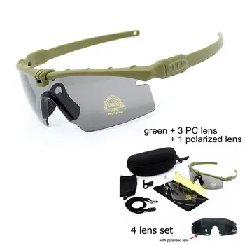 Taktiskā Polarizētās Saulesbrilles, Sporta Šaušanas Brilles UV400 Aizsardzība Brilles Militārās Armijas Aizsargbrilles 4 Len Pārgājieni, Kempings Brilles