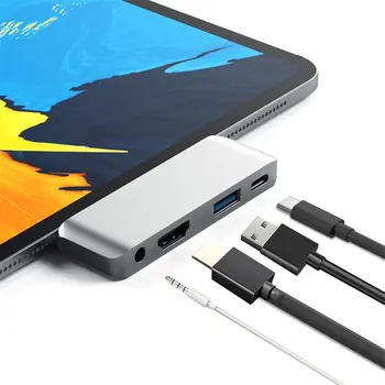 USB C Hub Adapteris ar USB-C C TIPA PD Uzlādes 4K HDMI USB 3.0 3.5 mm Austiņas iPad Pro Pagarināt Doks