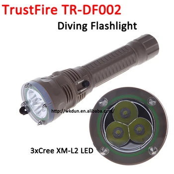 Uzbrukums Galvas 2-Režīmu TR-DF002 Cree XM-L2 Zemūdens 100m IPX8 Uzlādējams LED Niršanas Lukturīti, lai trustfire