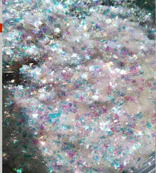 Vairumtirdzniecības 0.2 mm-3mm pārslas glitters balts hameleons nelegālo samazināt zvaigznes flakie spīdums, nagu art deco nagu lakas spīdums