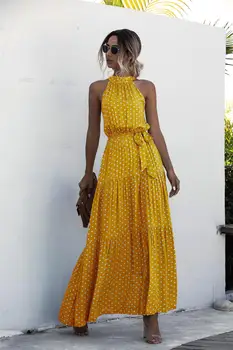 Vasaras Garā Kleita Polka Dot Gadījuma Kleitas Black Sexy Pavada Strapless Jaunu 2021 Dzeltena Sundress Brīvdienas Drēbes Sievietēm