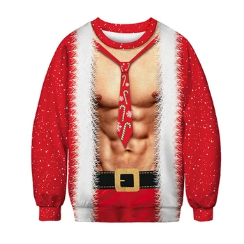 Vīriešu, Sieviešu Džemperis 3D Neglīts Ziemassvētku Džemperis Brīvdienas Santa Elf Funny Ziemassvētku Džemperis Unisex Džemperis Rudens Ziemas Drēbes Augšu