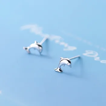 WANTME Modes korejas Nekustamā 925 Sterling Sudraba Mini Mazs Spīdīgs Delfīnu Stud Auskari Sievietēm Salds Studentu Pusaudžu Rotaslietas Dāvanu