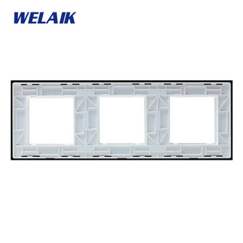WELAIK ES Touch-Switch DIY-Detaļas Stikla Paneļu Tikai-Sienas Gaismas Slēdzis-Kristāla Stikla Paneli Kvadrātveida caurums A3888W1/B1