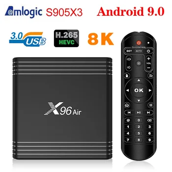 X96 Gaisa Amlogic S905X3 Četrkodolu Android 9.0 TV KASTES USB 3.0 4GB 32GB/64GB Wifi 4K 8K X96Air 2GB 16GB Media Player Set Top Box