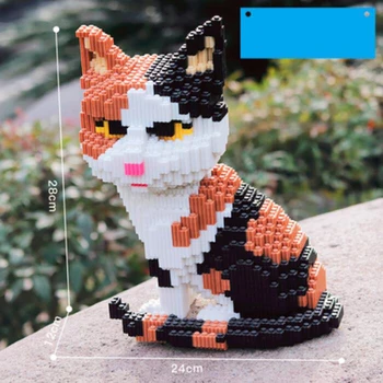 Xizai 8038 persiešu Kaķis Strīpainu Kaķēnu Dzīvnieku Pet 3D Modelis DIY Mini Mikro Celtniecības Bloki, Ķieģeļi, Montāža Rotaļlietas 28cm garš nr. Kaste