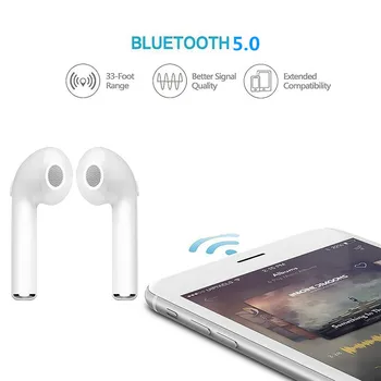 YHONH i7s Tws Bezvadu Bluetooth Stereo Austiņas Bass Austiņas Earbuds Sporta Austiņas ar Uzlādes Box iPhone Xiaomi Huawei