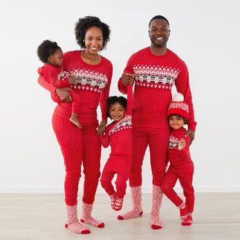 Ziemassvētku Ģimenes Komplekts Vintage Ziedu Visa Ģimene Izskatās Izdrukāt Mājās Pidžamas Mama Papa un Man Atbilstošas Ģimenes Tērpiem, Bērnu Bodysuits
