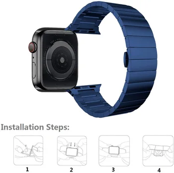 Zila Nerūsējošā Tērauda Saiti Band Apple Skatīties, Sērija 6 SE 5 4 3 Siksna 40 44mm Par iwatch 6 5 38 40mm WatchBand Nomaiņa