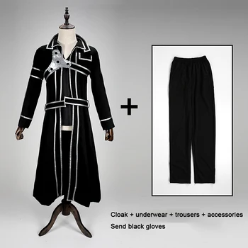 Zobens Mākslas Online SAO Kirito Kirigaya Kazuto Drēbes Cosplay Kostīmi Garo Mēteli Uzrakt Mētelis Eugeo cosplay Pieaugušo Pilns Komplekts Vīriešiem