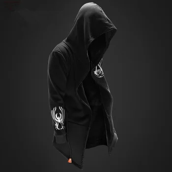 ZOGAA 2019 jaunu 5 krāsas Assassin Master pelēkā vārna vīriešu kapuci kapuci jaka vīriešu kapuci jaka, liela izmēra S-4XL pelēkā vārna vīriešiem