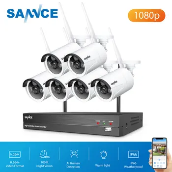 1080P 8CH VRR Bezvadu CCTV Mājas Drošības Sistēmu 6pcs 2MP Smart IS IP Kameras Āra Ūdensizturīgs Video Novērošanas Komplekti Komplekts
