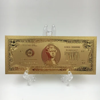 10pcs/daudz Santa Claus Zelta Folija Banknošu Krāsains USD 2 Dolāru Zelta Banknotes ar sertifikātu Zelta Pārklājumu Ziemassvētku Dāvanu