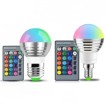110V, 220V 85-265V E27 E14 RGB LED spuldze 16 Krāsu Burvju LED Nakts Gaismas Lampa Aptumšojami Skatuves Gaismas / 24key Tālvadības brīvdienās