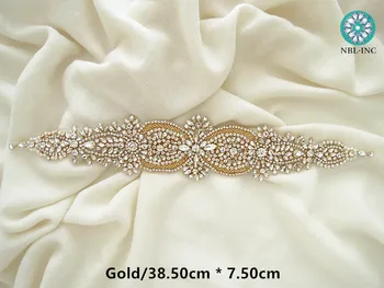 (1GAB.) Rhineston Līgavas jostas zelta diamante ar kristāliem kāzu kleitu piederumi vērtnes jostas kāzu kleitu WDD0766