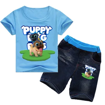 2-16Years 2020. gada Vasaras Gudrs Kucēns Suns Pals Apģērbu Komplekts Kucēnu, Draugu Bērniem Sporta Tērps Toddler Zēnu T Džinsu Bikses 2gab Komplekti