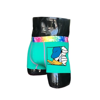 (2 gabals/komplekts)seestern Donald Duck vīriešu apakšveļa bokseris hip hop smieklīgi cute karikatūra apakšbikses krāsainu lenti pusgarās sporta bikses-bokseršortus