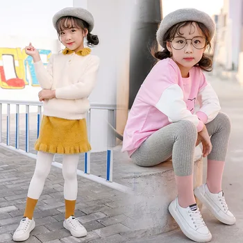 2019 Jauna Rudens Tīras Kokvilnas Bērnu Legingiem Raibs Modelis Bērnu Legingiem Vecuma 3-10 Gadiem Meitenes Candy Krāsas Bikses