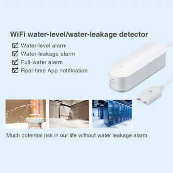 2019 Jaunu Smart Wifi Ūdens Noplūdes Sensors Ūdens Noplūdes Detektori Detektori Trauksmes Ūdens Līmeņa Darbs ar Tuya App Alexa, Google Home