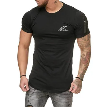 2020. gada Vasaras Vīriešu T-Krekls Alpinestars Drukas Dizains Plecu Piedurknes Kabatas Izšūšanas Slim Vīriešu Ikdienas Sporta Īsām Piedurknēm