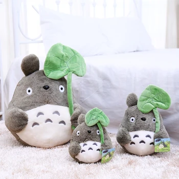 20cm Mans Kaimiņš Totoro Japāņu Karikatūra Jauks Plīša Totoro Rotaļlietas, mīkstās Gudrs Lotus Leaf Lelles Mini Rotaļu Baby Doll