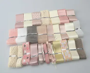 30pcs Sweet pink ribbon komplekts diy matu piederumu materiāla diy mežģīnes un diy lentes samaisa pārdošanas roku darbs diy NL980