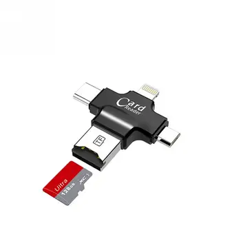 4 in 1 Karšu Lasītājs, C Tips Micro USB Adapteris Micro SD Karšu Lasītājs Kartes iPhone / iPad Smart OTG