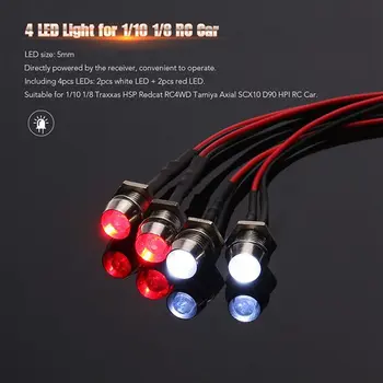 4 LED Light Kit 2 White 2 Sarkans ar 3CH Lampas Kontroles Panelī 1/10 1/8 Traxxas TRX4 HSP Aksiālie SCX10 D90 HPI RC Auto