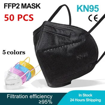50 gab. FFP2 maska KN95 Mutes Maska, 5 Slāņi Anti-Putekļu Aizsardzības KN95 Sejas Maskas vairākkārt lietojamo Filtru ffp2mask CE masque piliens kuģniecība
