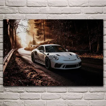 911gt3 rs supercar sporta automobiļu mākslas auduma plakāts, viesistaba, mājas sienas dekoratīvais zīda audekls mākslas drukāt KH802