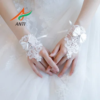 ANTI gants mariage 2019 Mežģīņu Kāzu Cimdi White/Ivory Rokas Garums Fingerless Dāmas Cimdi, Kāzu Aksesuāri luvas de noiva