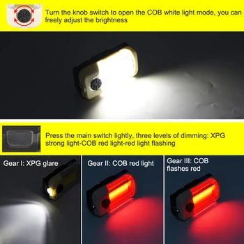 Auto LED Kontroles Lampa Avārijas Gaismas 8000Lm Darba indikators USB Lādējamu Jauda Locīšanas Magnētisko Lukturīti