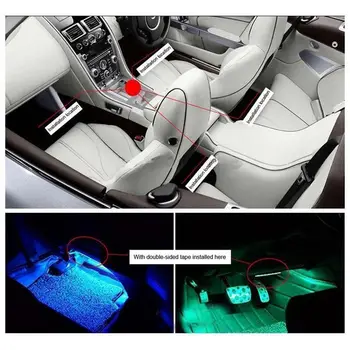 Auto LED Strip Light, RGB 4gab 48LED Multicolor Mūzikas Automašīnas Interjera Apgaismojums Ar Dash Apgaismojums Ūdensnecaurlaidīgs Komplekts Ar Skaņas Aktīvo Fu