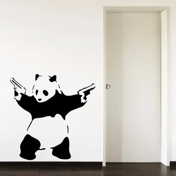 Banksy Panda, Pandamonium Dzīvojamā Istaba Guļamistaba Gaitenis Portrets Mājas Logu Decal Noņemamas Vinila Sienas Mākslas Decal Uzlīmes B058