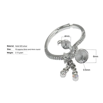 Beadsnice ID30633smt2 Regulējams Gredzens Tukšs 4mm-6mm Gredzenu Iestatījumu Pērle Kausa Gredzens Bāzes