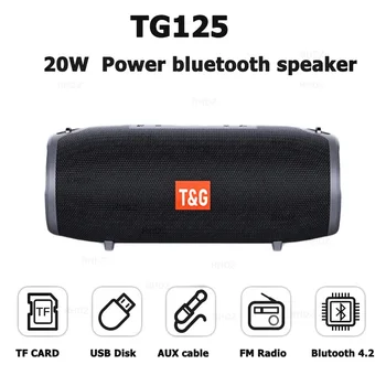 Bezvadu Bluetooth Skaļruņi, 20W Basa Ūdensizturīgs Subwoofer TG125 hifi stereo FM Radio TF AUX USB Portatīvo Āra mini boombox