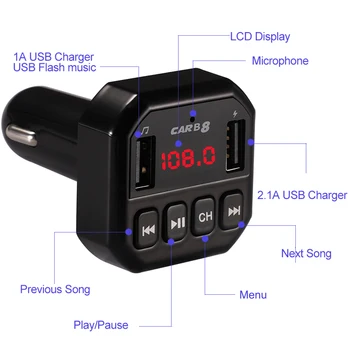 Bezvadu raidītājs, MP3 Audio Uztvērēju Adapteris Raidītājs TF Slots, FM, Bluetooth brīvroku Automašīnas Komplektu, bluetooth, fm transmitte