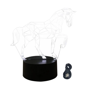 Biroja Galds 7 Krāsu Maiņu 3D Zirgu Lampas Dzīvojamā Istabā, Bārs LED Vizuālo Nakts Gaisma Guļamistabā Mazulis Guļ, Dāvanu, Mājas Dekoru Gultas