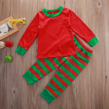 Bērnu Bērniem Zēni Meitenes Ziemassvētki Svītru Sleepwear Naktsveļu Homewear Bērniem Ziemassvētku Striped Pajamas Pjs Uzstādīt Apģērbi
