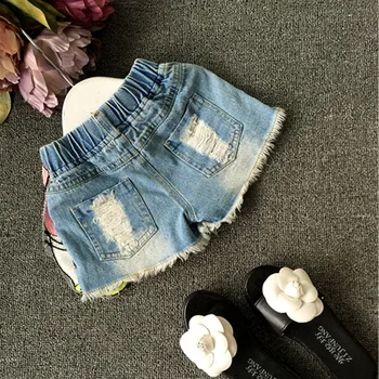 Bērnu meiteņu īsās bikses-šorti džinsu pīļu dizains vasaras kokvilnas bērnu bikses kids džinsa bikses meitenēm drēbes toddler meitene apģērbs
