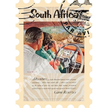 Dienvidāfrikas suvenīru magnēts vintage tūrisma plakāts