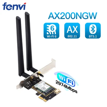 Dual band 2.4 gb / s 802.11 ax WiFi6 Rakstāmgalda Komplekts AX200 Bluetooth 5.1 Wifi Karti 2.4 G/5Ghz MU-MIMO AX200NGW Adapteri, Antenas